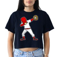 Dabbing Baseball Player Crop Top