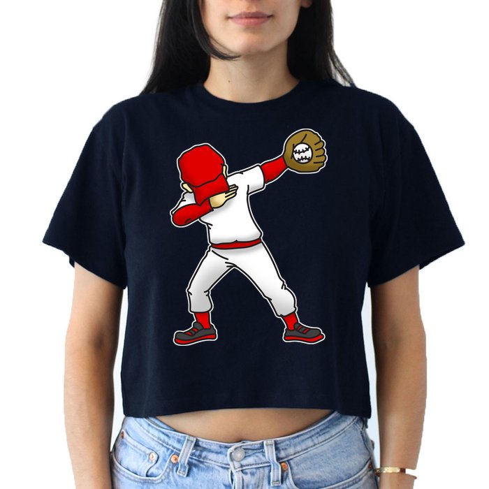 Dabbing Baseball Player Crop Top