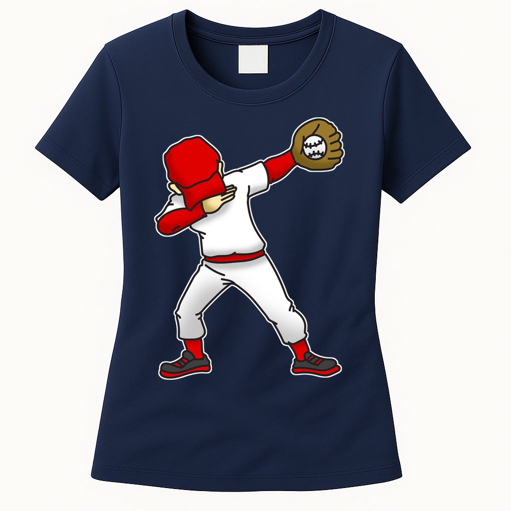 Dabbing Baseball Player Womens T-Shirt