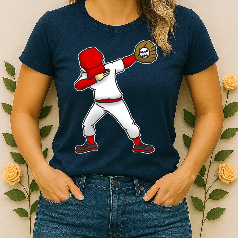 Dabbing Baseball Player Womens T-Shirt
