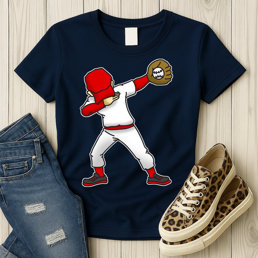 Dabbing Baseball Player Womens T-Shirt