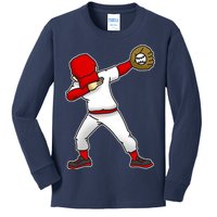 Dabbing Baseball Player Kids Long Sleeve Shirt