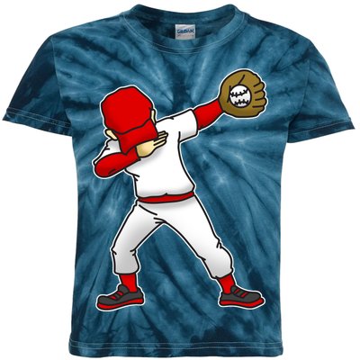 Dabbing Baseball Player Kids Tie-Dye T-Shirt