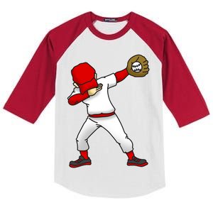 Dabbing Baseball Player Kids Colorblock Raglan Jersey