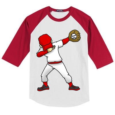 Dabbing Baseball Player Kids Colorblock Raglan Jersey