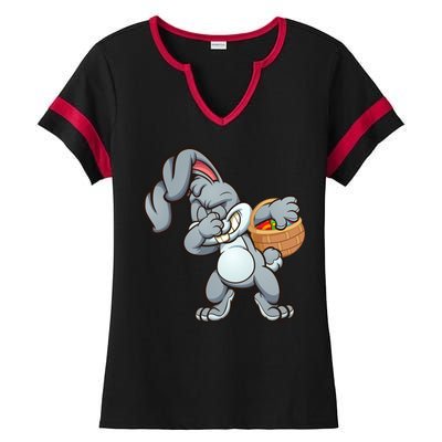 Dabbing Bunny Ladies Halftime Notch Neck Tee