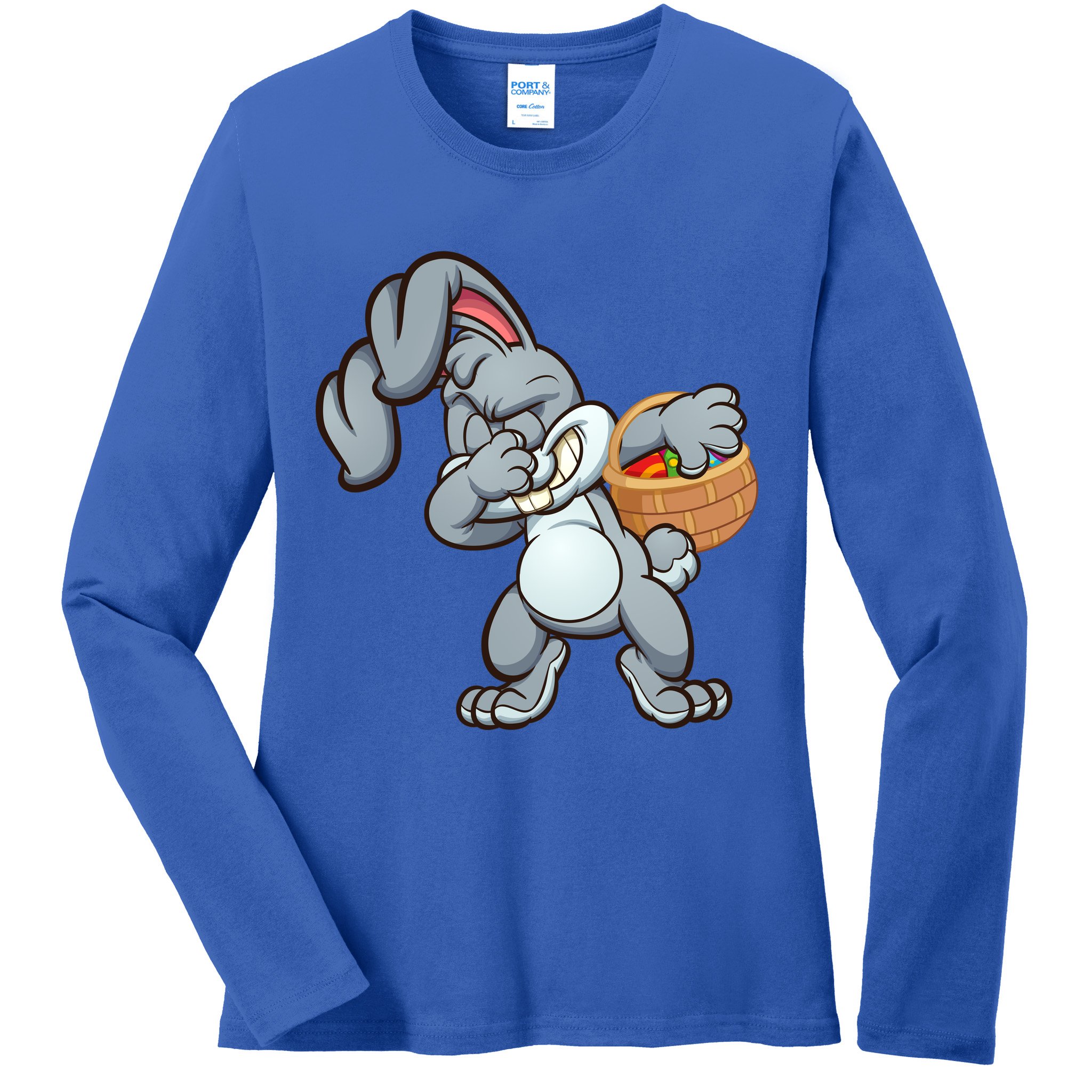 Dabbing Bunny Ladies Long Sleeve Shirt