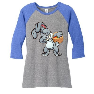 Dabbing Bunny Women's Tri-Blend 3/4-Sleeve Raglan Shirt