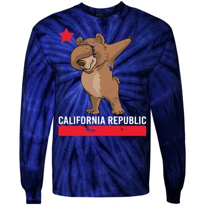 Dabbing California Republic Bear Tie-Dye Long Sleeve Shirt