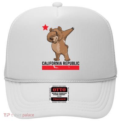 Dabbing California Republic Bear High Crown Mesh Back Trucker Hat