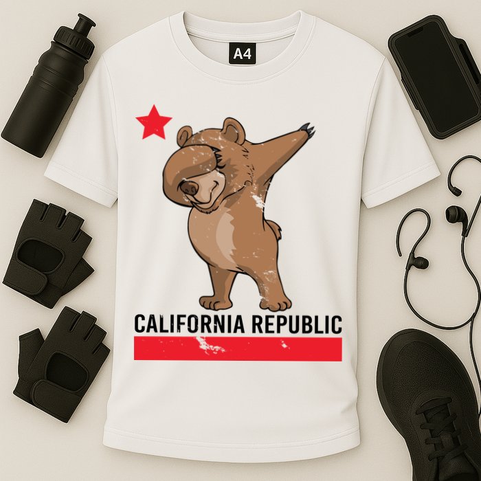Dabbing California Republic Bear Cooling Performance Crew T-Shirt