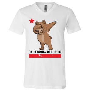 Dabbing California Republic Bear V-Neck T-Shirt