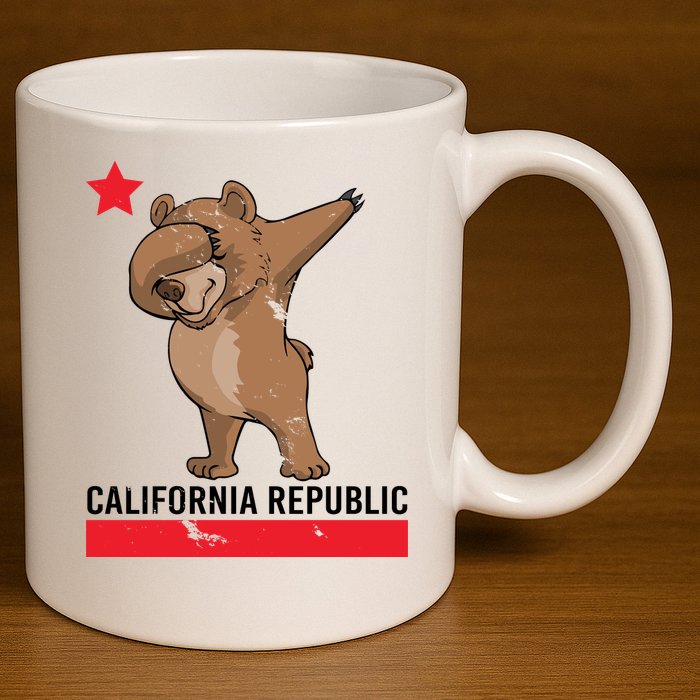 Dabbing California Republic Bear 11oz C Handle Ceramic Mug