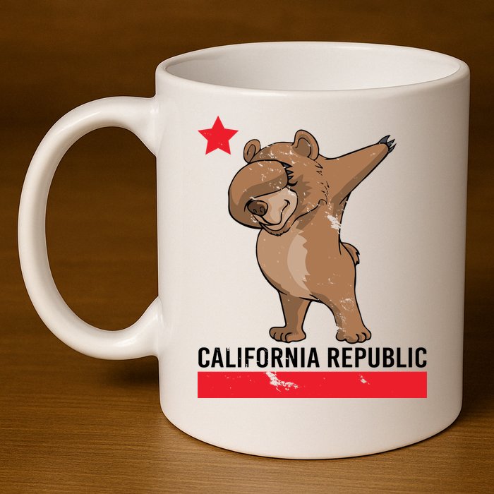 Dabbing California Republic Bear 11oz C Handle Ceramic Mug