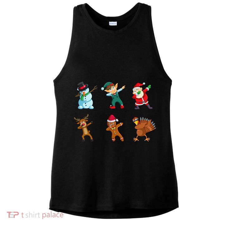 Dabbing Christmas Characters Ladies PosiCharge Tri-Blend Wicking Tank