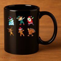 Dabbing Christmas Characters 11oz C Handle Ceramic Mug