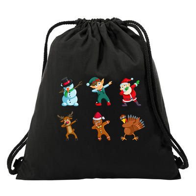 Dabbing Christmas Characters Drawstring Bag