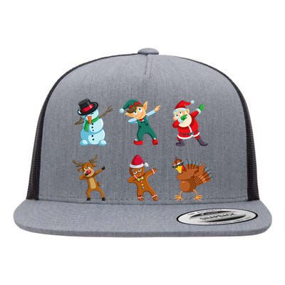 Dabbing Christmas Characters Flat Bill Trucker Hat