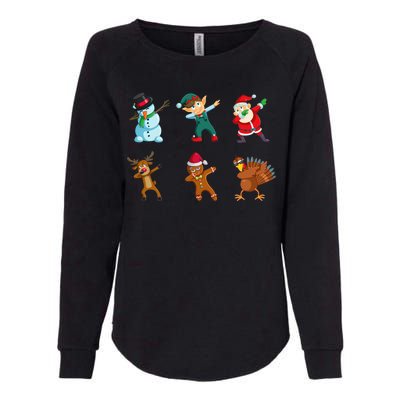 Dabbing Christmas Characters Womens California Wash Sweatshirt