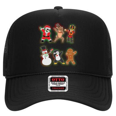 Dabbing Christmas Characters Santa Dab High Crown Mesh Back Trucker Hat