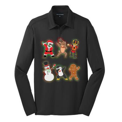 Dabbing Christmas Characters Santa Dab Silk Touch Performance Long Sleeve Polo