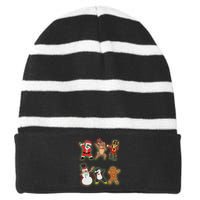 Dabbing Christmas Characters Santa Dab Striped Beanie with Solid Band