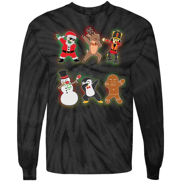 Dabbing Christmas Characters Santa Dab Tie-Dye Long Sleeve Shirt