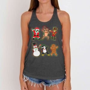 Dabbing Christmas Characters Santa Dab Women's Knotted Racerback Tank