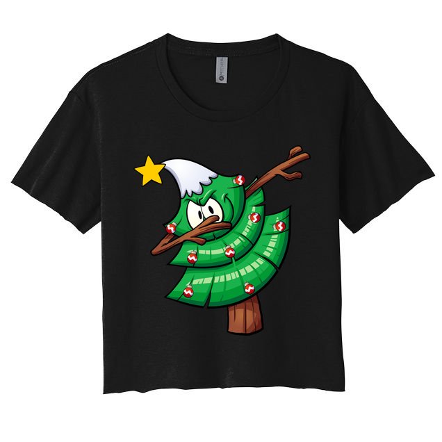 Dabbing Christmas Tree Women's Crop Top Tee