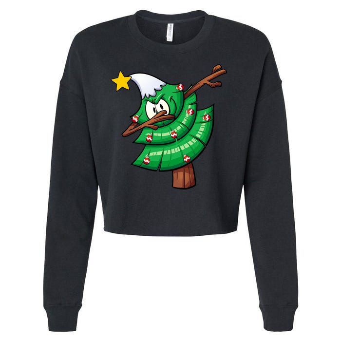 Dabbing Christmas Tree Cropped Pullover Crew