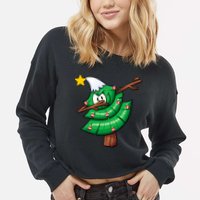 Dabbing Christmas Tree Cropped Pullover Crew