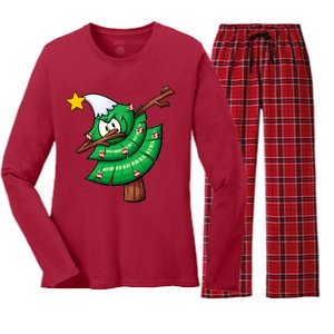 Dabbing Christmas Tree Women's Long Sleeve Flannel Pajama Set 