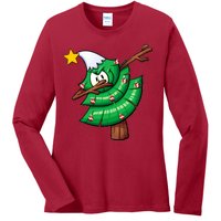 Dabbing Christmas Tree Ladies Long Sleeve Shirt