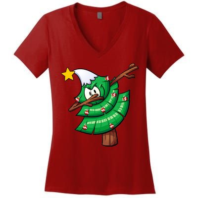 Dabbing Christmas Tree Women's V-Neck T-Shirt