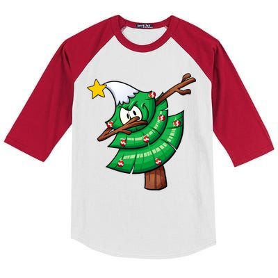 Dabbing Christmas Tree Kids Colorblock Raglan Jersey