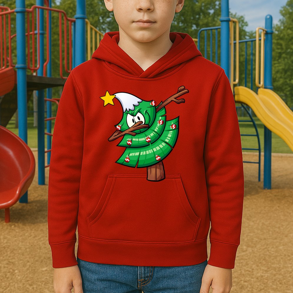 Dabbing Christmas Tree Kids Hoodie