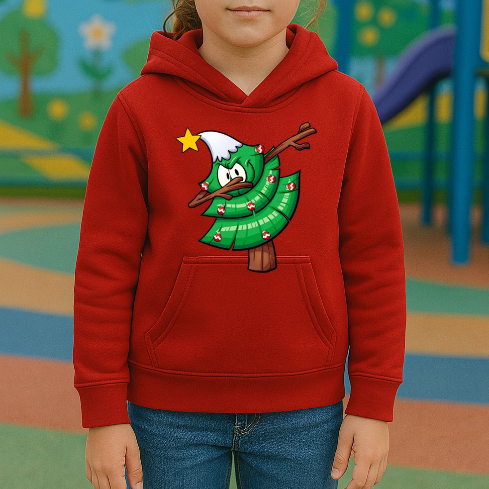 Dabbing Christmas Tree Kids Hoodie