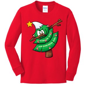 Dabbing Christmas Tree Kids Long Sleeve Shirt