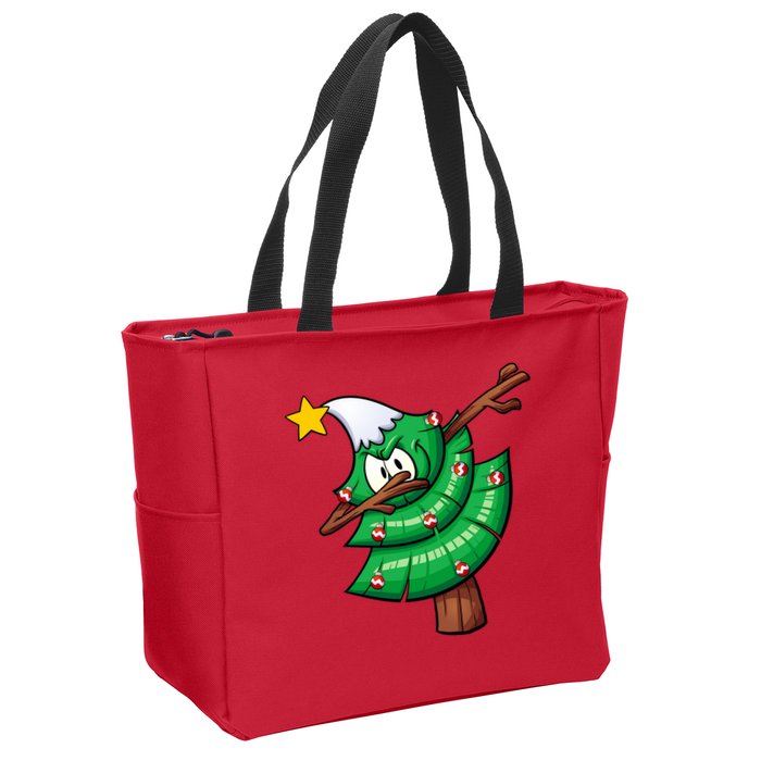 Dabbing Christmas Tree Zip Tote Bag