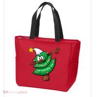Dabbing Christmas Tree Zip Tote Bag