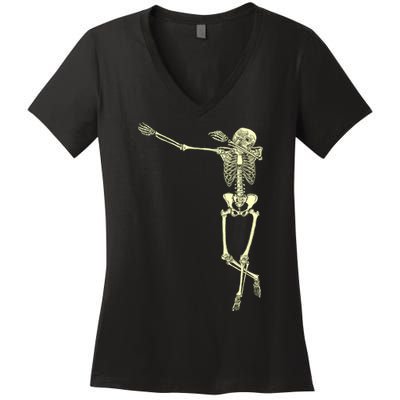 Dabbing Dab Skeleton Women's V-Neck T-Shirt