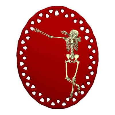 Dabbing Dab Skeleton Ceramic Oval Ornament