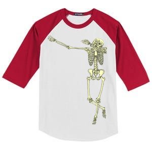 Dabbing Dab Skeleton Kids Colorblock Raglan Jersey