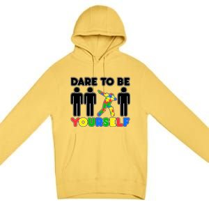 Dabbing Dare to be Yourself Autism Awareness Premium Pullover Hoodie