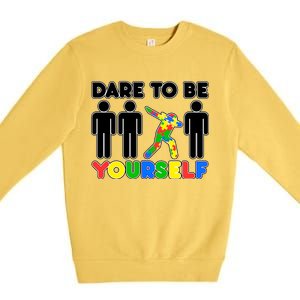 Dabbing Dare to be Yourself Autism Awareness Premium Crewneck Sweatshirt