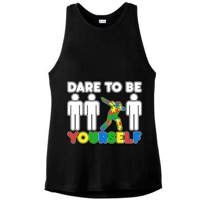 Dabbing Dare to be Yourself Autism Awareness Ladies PosiCharge Tri-Blend Wicking Tank