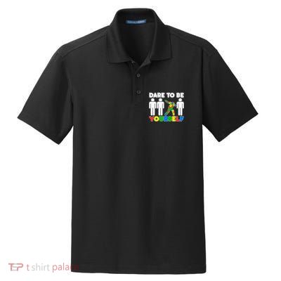 Dabbing Dare to be Yourself Autism Awareness Dry Zone Grid Polo