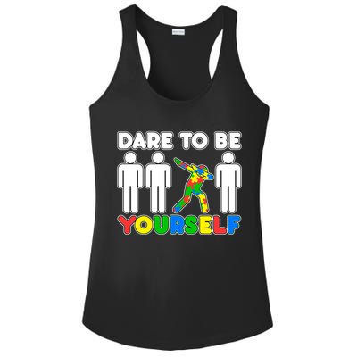 Dabbing Dare to be Yourself Autism Awareness Ladies PosiCharge Competitor Racerback Tank