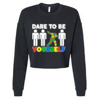 Dabbing Dare to be Yourself Autism Awareness Cropped Pullover Crew