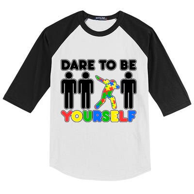 Dabbing Dare to be Yourself Autism Awareness Kids Colorblock Raglan Jersey